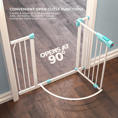 Baybee Auto Close Baby Safety Gate, Durable Staircase Kids Safety Baby Fence Dog Gate Barrier with Easy Walk Child Gate | Baby Gate for Home, Doorways, Stairs | Safety Gate for Kids (Green+10Cm)
