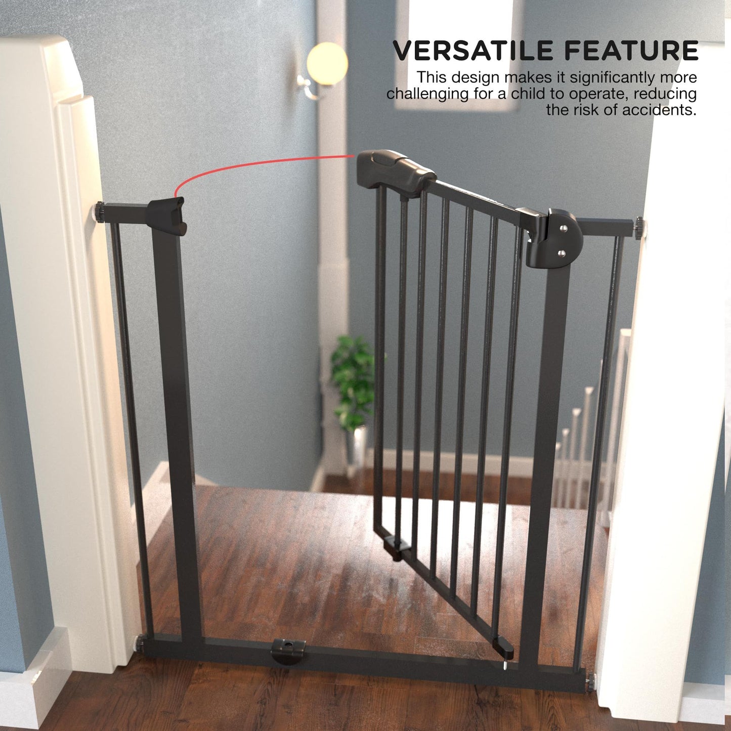 Baybee Auto Close Baby Safety Gate, Extra Tall Durable Baby Fence Barrier Dog Gate with Easy Walk-Thru Child Gate | Baby Gate for House, Stairs, Doorways | Safety Gate for Baby (75-85 cm, Black)