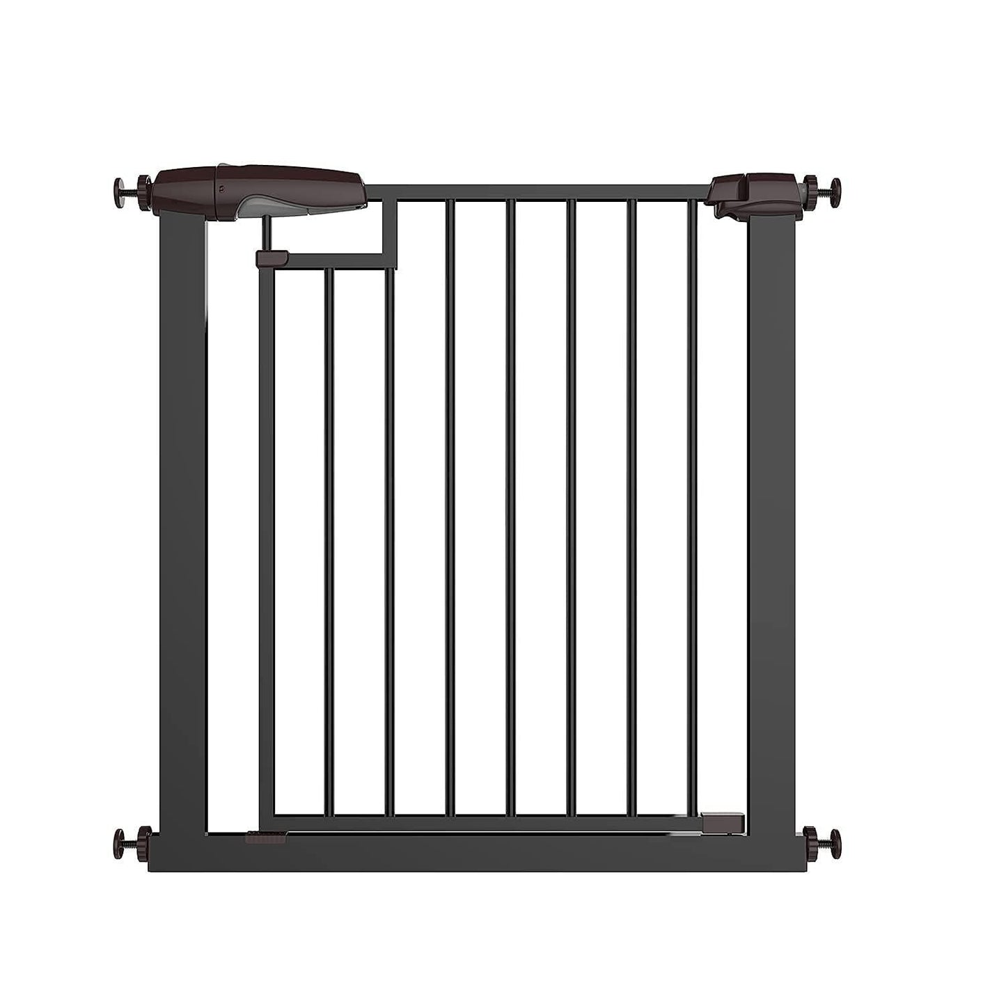 Baybee Auto Close Safety Gate Extension Toddlers Gate for Stairs Easy Install Pressure/Hardware Mounted Dog Fence for House Auto Closed Walk-Thru Pet Gate for Doorways | Black (75-85+10 cm)