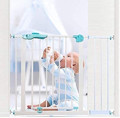 Baybee Auto Close Baby Safety Gate, Extra Tall Durable Baby Fence Barrier Dog Gate with Easy Walk-Thru Child Gate | Baby Gate for House, Stairs, Doorways | Safety Gate for Baby (75-85 cm, Green)