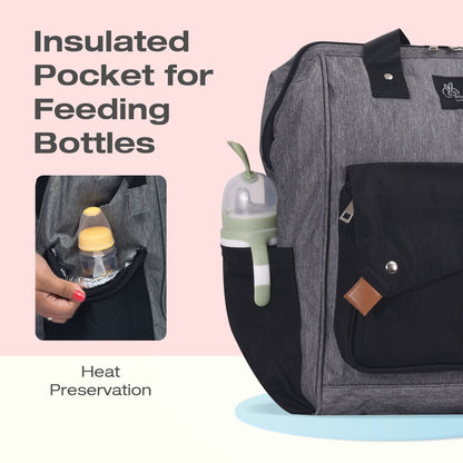 R for Rabbit Caramello Delight Smart Diaper Backpack Bag Grey Black