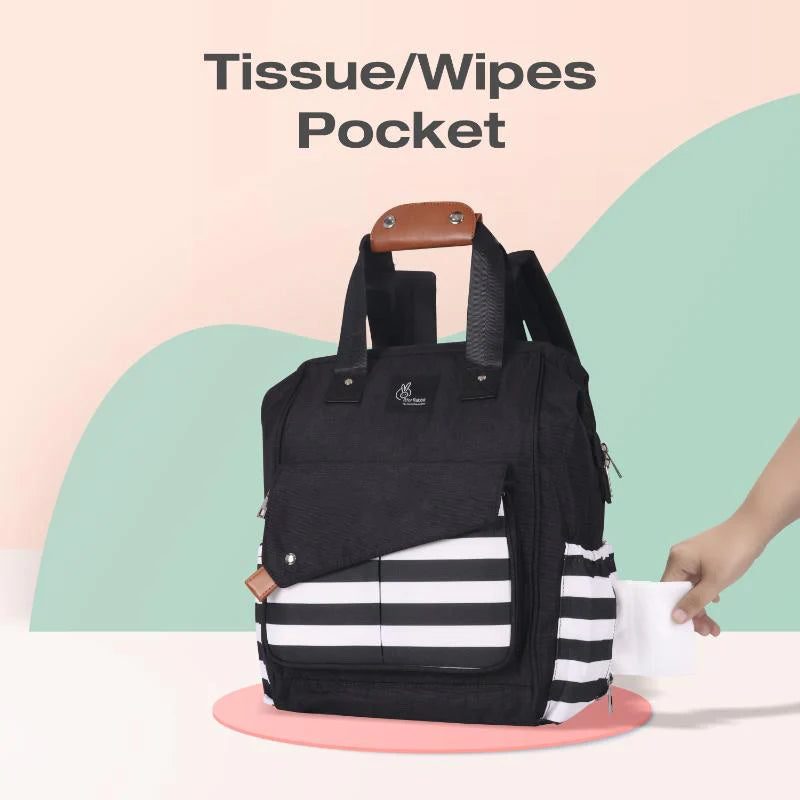 R For Rabbit Caramello Delight Smart Diaper Backpack Bag, Black Stripes