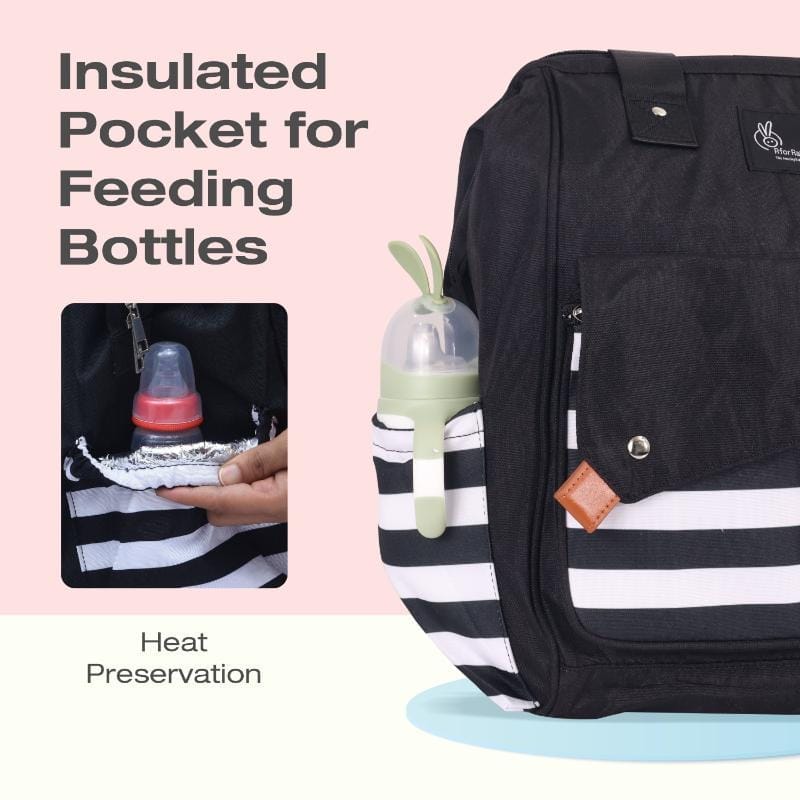 R For Rabbit Caramello Delight Smart Diaper Backpack Bag, Black Stripes