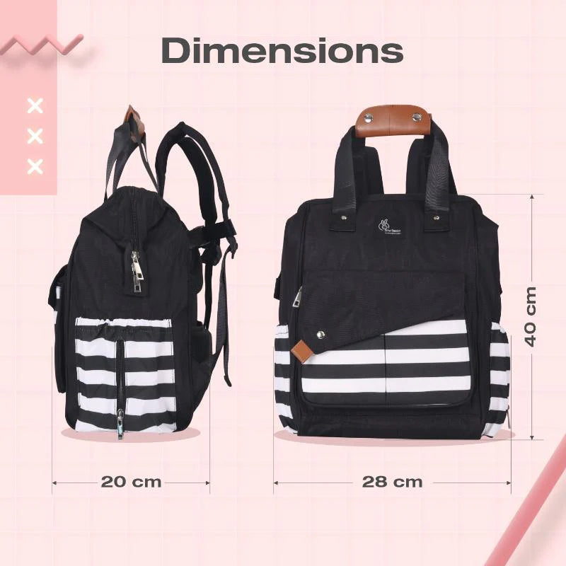 R For Rabbit Caramello Delight Smart Diaper Backpack Bag, Black Stripes