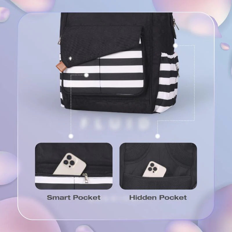 R For Rabbit Caramello Delight Smart Diaper Backpack Bag, Black Stripes