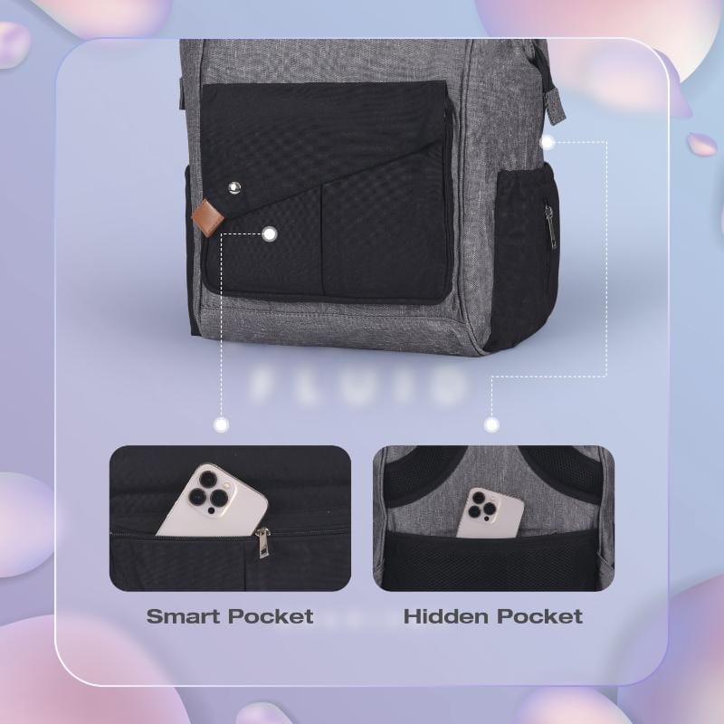 R For Rabbit Caramello Delight Smart Diaper Backpack Bag,Grey Black
