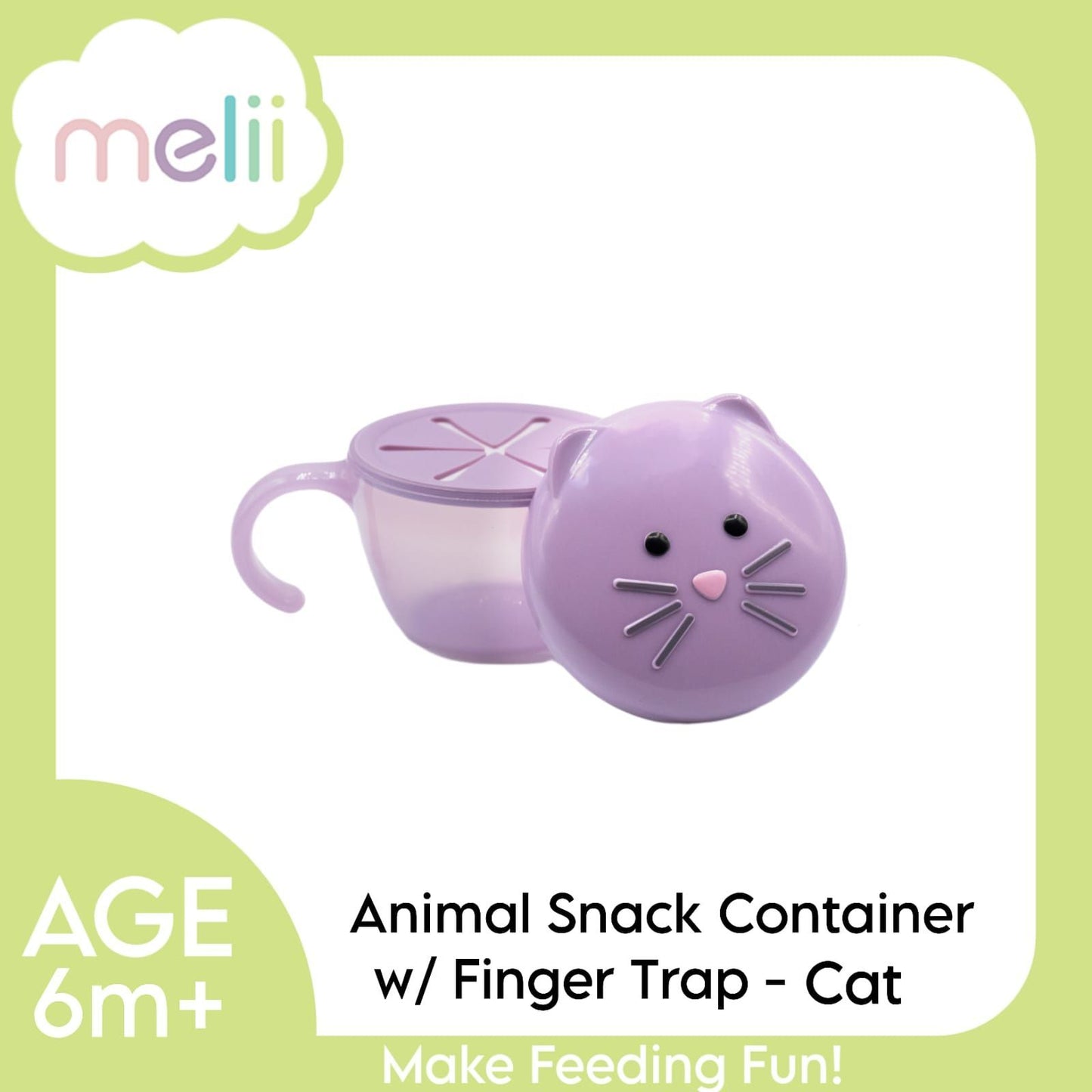 Melii Snack Container with Finger Trap - Cat Purple
