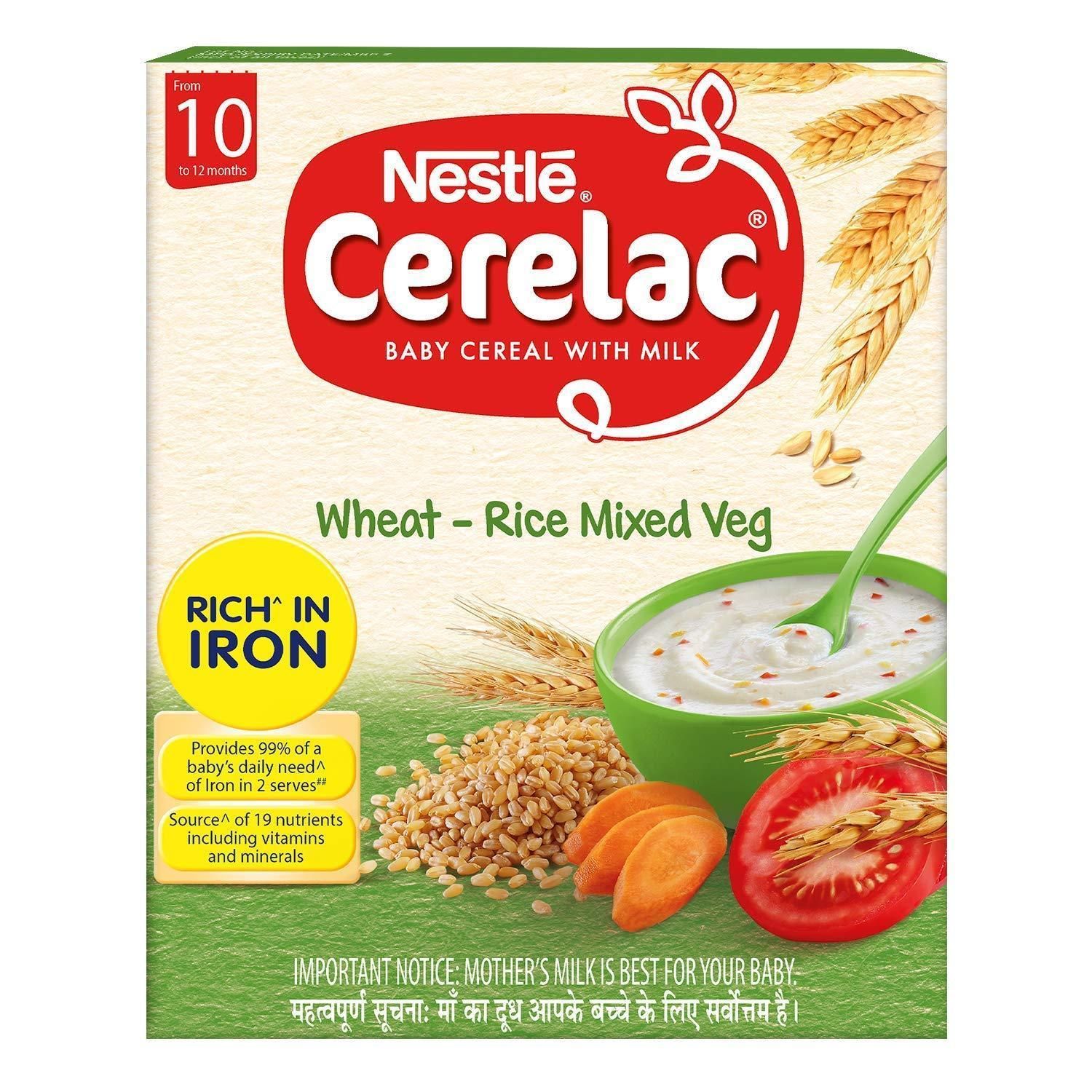 Nestle Cerelac Wheat Rice Mixed Veg ,10-12Mth, Stage 3,300 gm