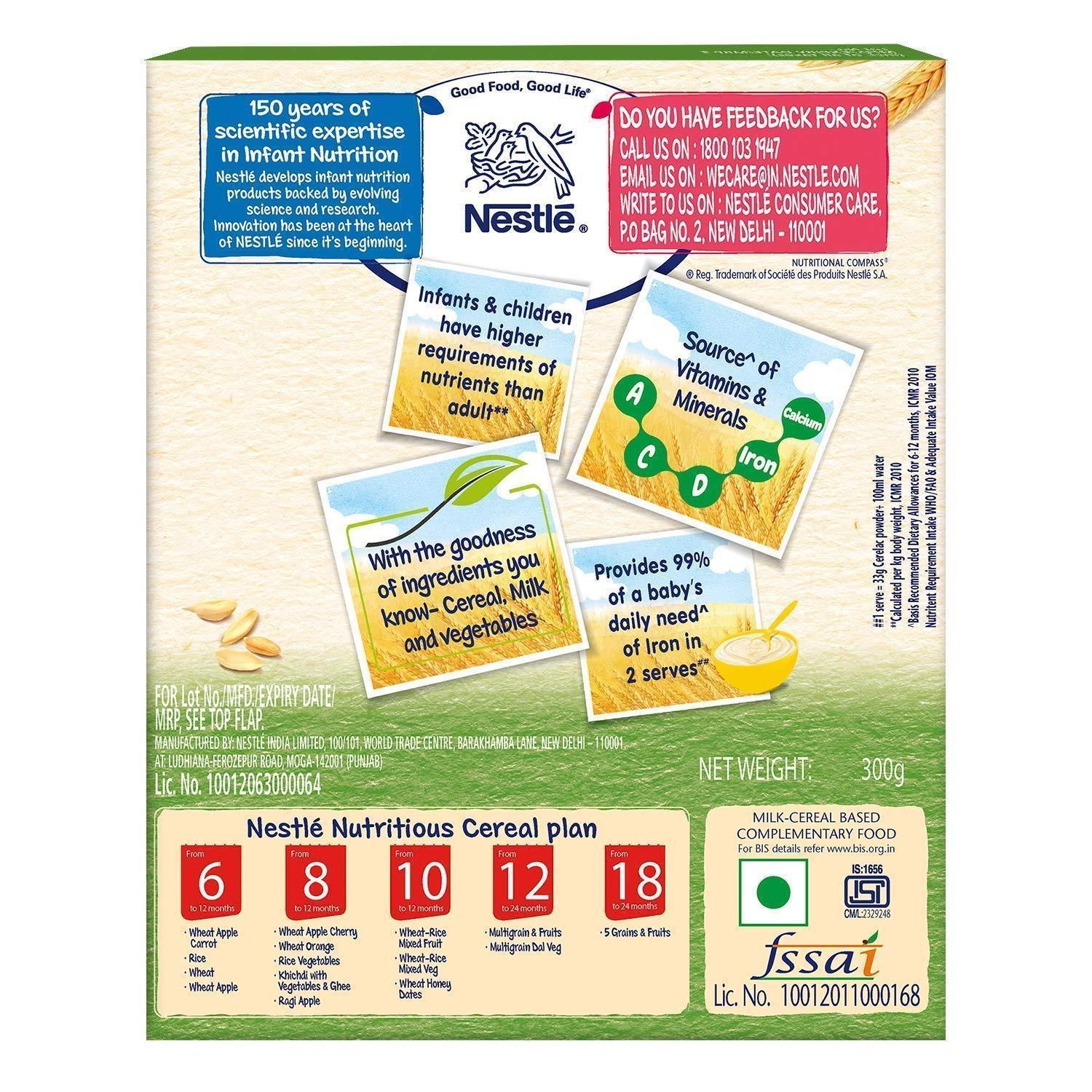 Nestle Cerelac Wheat Rice Mixed Veg ,10-12Mth, Stage 3,300 gm