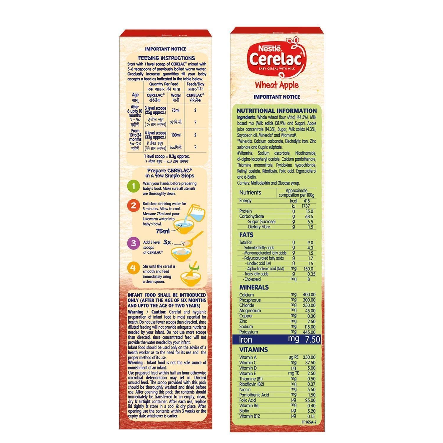 Nestle Cerelac Wheat Apple Baby Cereal, 6 -12 Mths, 300 gm