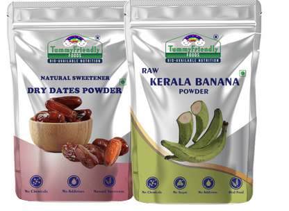 Tummy Friendly Foods Dry Dates Powder and Raw Kerala Banana Powder Cereal (200 g, Pack of 2)