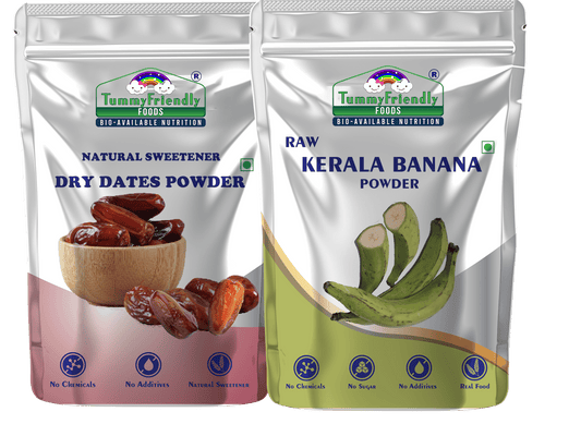 Tummy Friendly Foods Dry Dates Powder and Raw Kerala Banana Powder Cereal (200 g, Pack of 2)