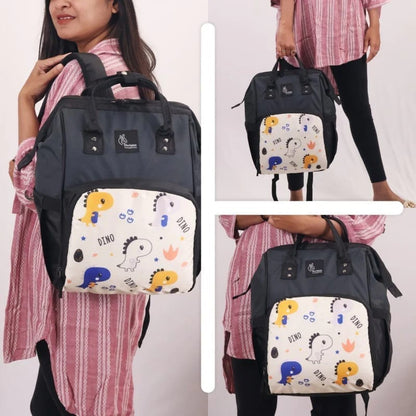 Caramello Dino Diaper Bag For Mother With 11 Pockets Biege