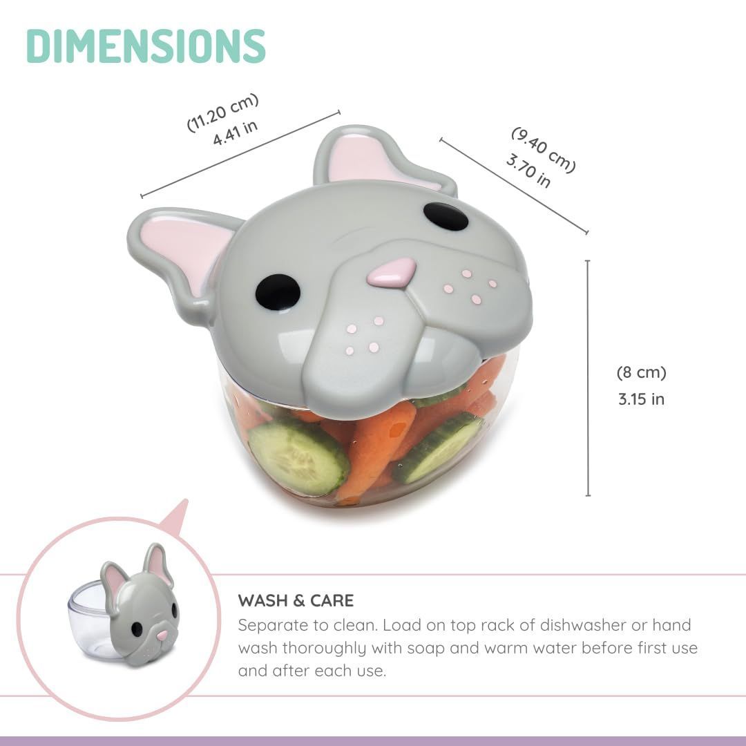 Melii Snack Container with Finger Trap - Bulldog Grey