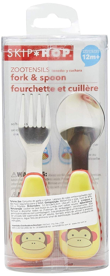 Skip Hop Zoo Utensils Fork & Spoon, Monkey, Size: 3.3 l x 10.79 w x 19.05 h (252352)