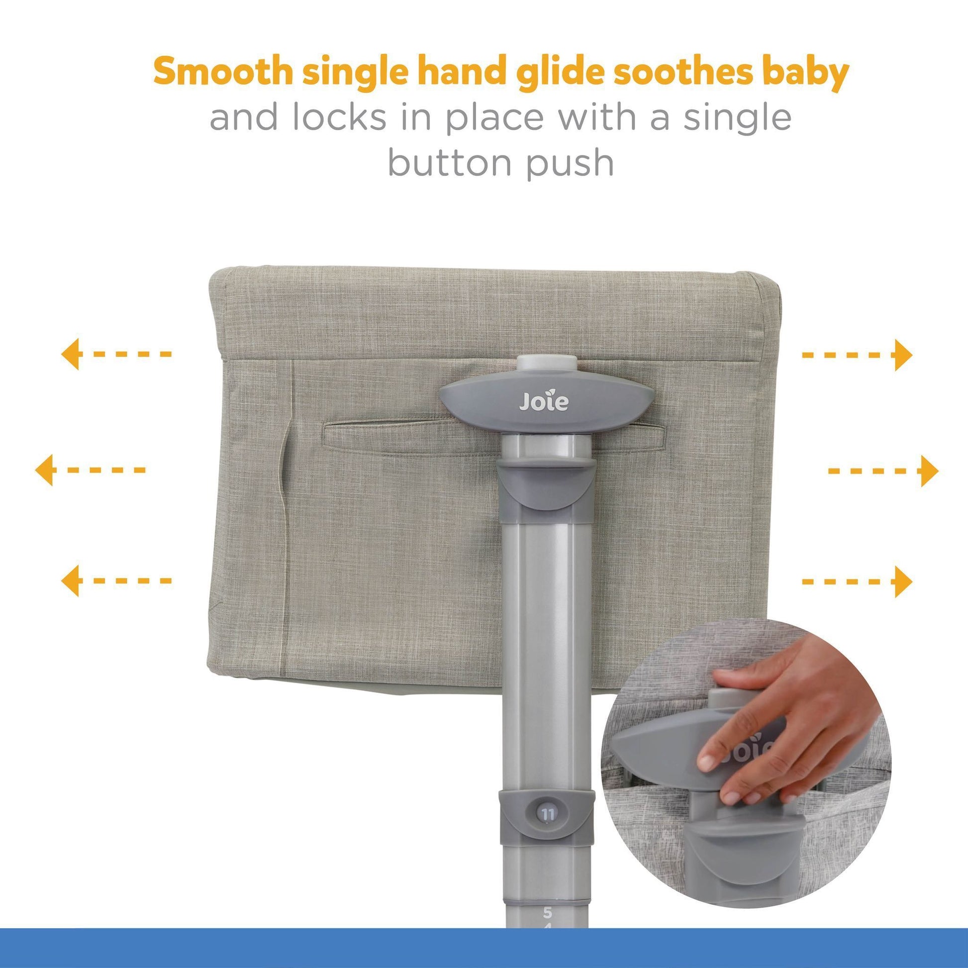 Joie Roomie Glide Playard - Convertible Baby Crib with 11 Adjustable Heights & Soft Mattress (Almond, Birth to 9 kg), (RXZER23)