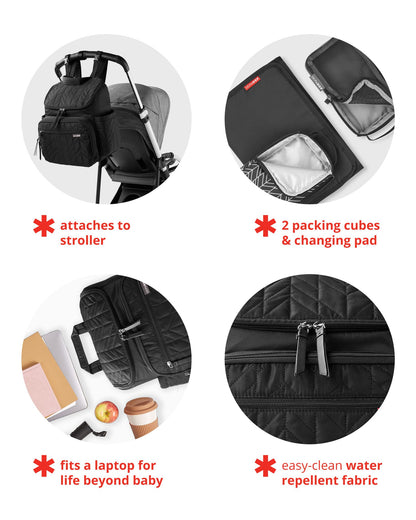 Skip Hop G-G Ultra Stroller Organizer Black-Grey Stripes Birth+ to 24M