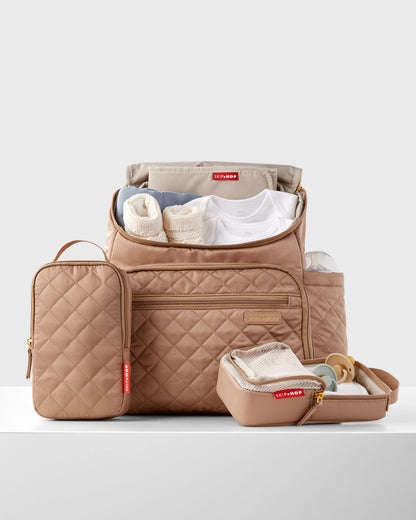 Skip Hop Forma Diaper Backpack - Maternity Bag for Newborn Baby, Multiple Pocket with Insulated Bottle Pockets & Multi Compartments Diaper Bag for Mothers for Travel - Camel