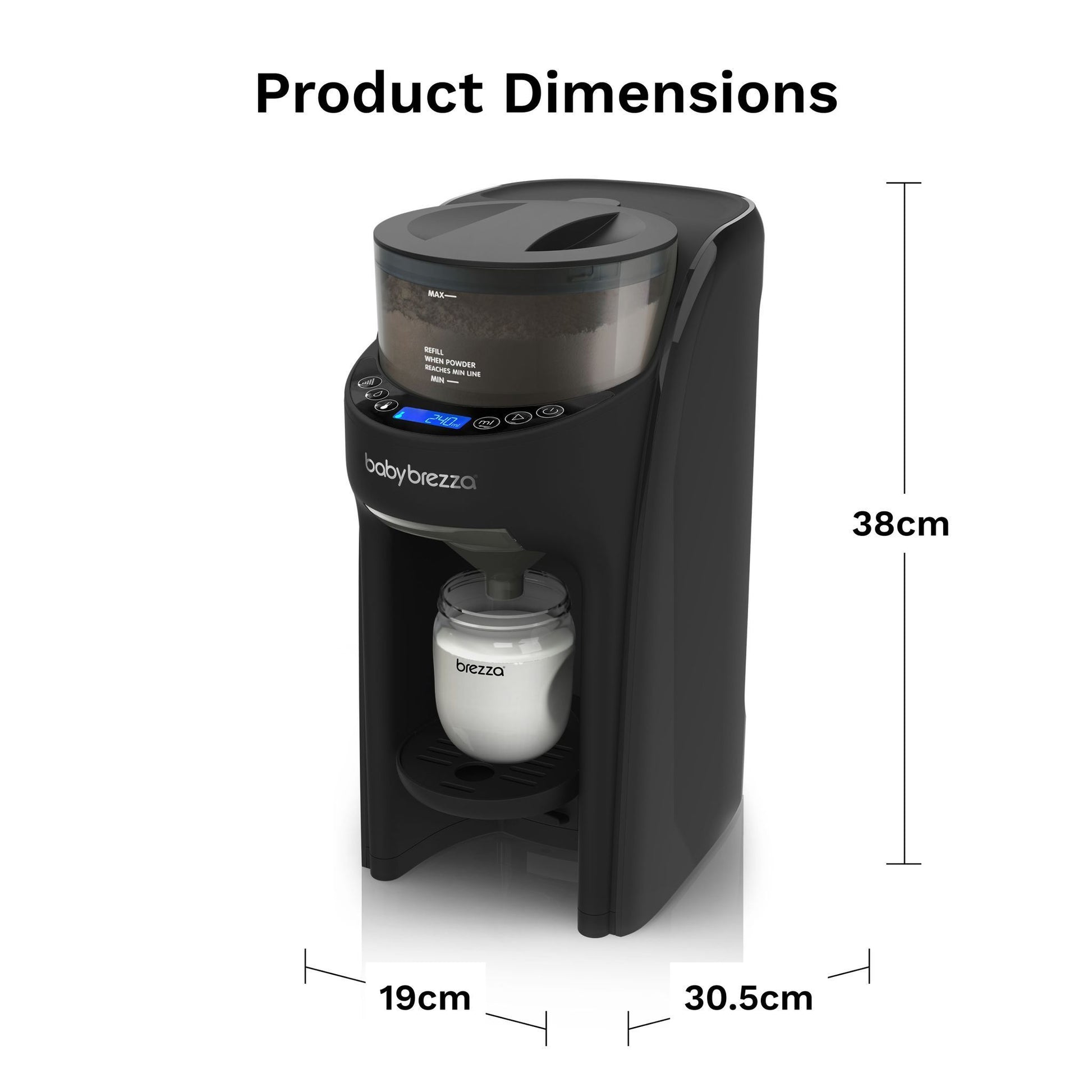 Baby Brezza New and Improved Formula Pro Advanced Formula Dispenser Machine - Automatically Mix a Warm Formula Bottle Instantly - Easily Make Bottle with Automatic Powder Blending, Charcoal