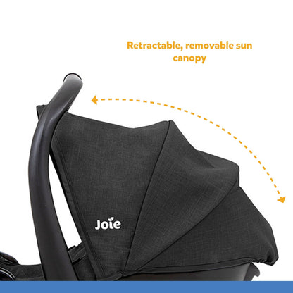 Joie GEMM Infant Car Seat - Carry Cot for Newborn Baby with Canopy (Rearward Facing, Group 0+, 0-13 kg), Shale (C0911AGSHA000)