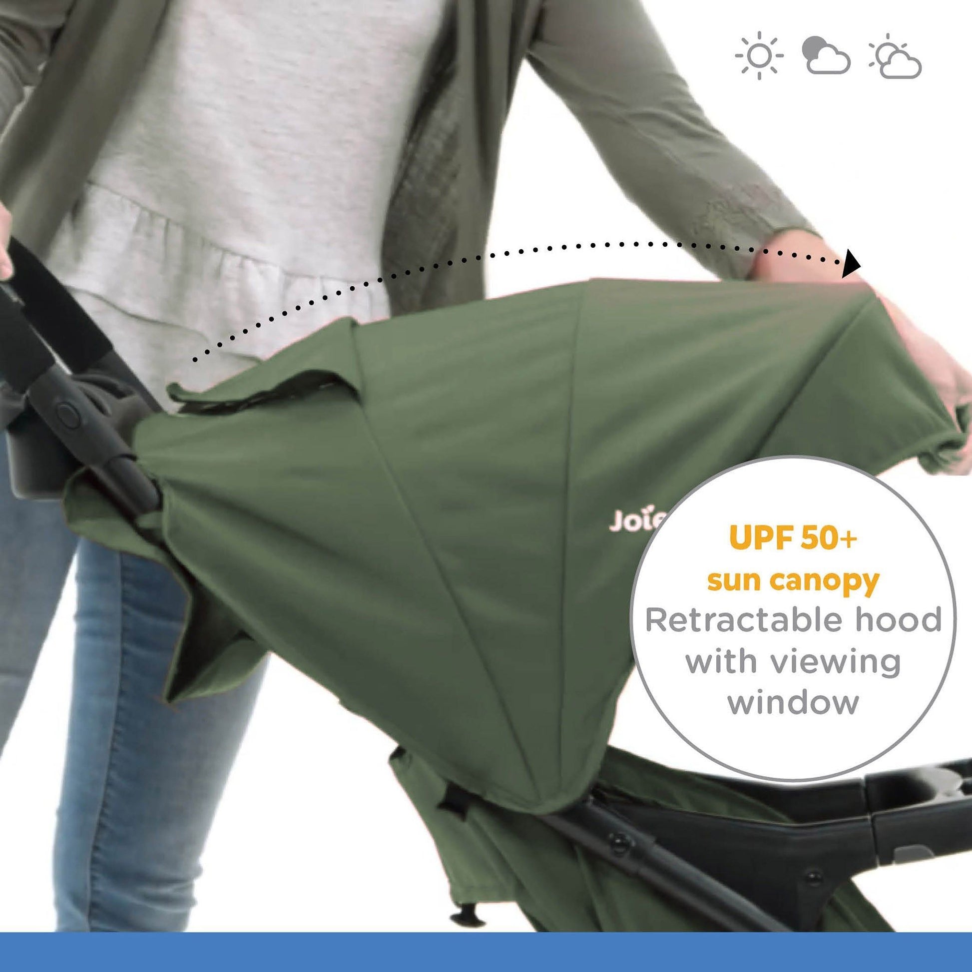 Joie Muze Lx One Hand Fold Stroller with Flat Reclining Seat (Birth to 17.5Kg), Laurel, 1 Count (Pack of 1), Green