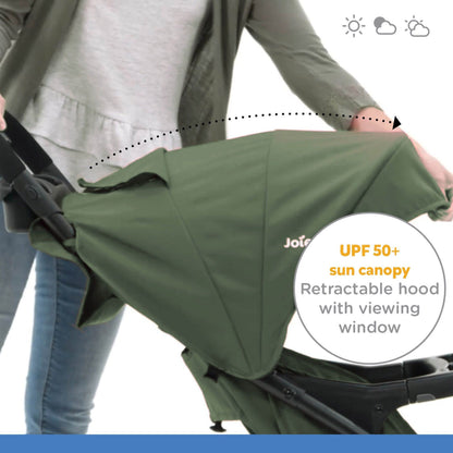 Joie Muze Lx One Hand Fold Stroller with Flat Reclining Seat (Birth to 17.5Kg), Laurel, 1 Count (Pack of 1), Green
