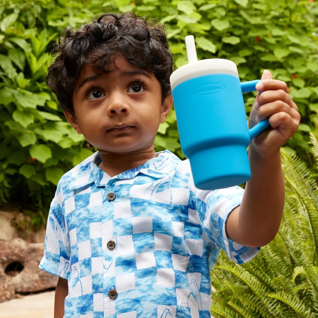 Infantino My 1st Tumbler – Adorable Miniature Tumbler with Leak-Resistant Straw and Toddler-Friendly Handle, Encourages Hydration, Easy to Clean, (266 ml) Ocean