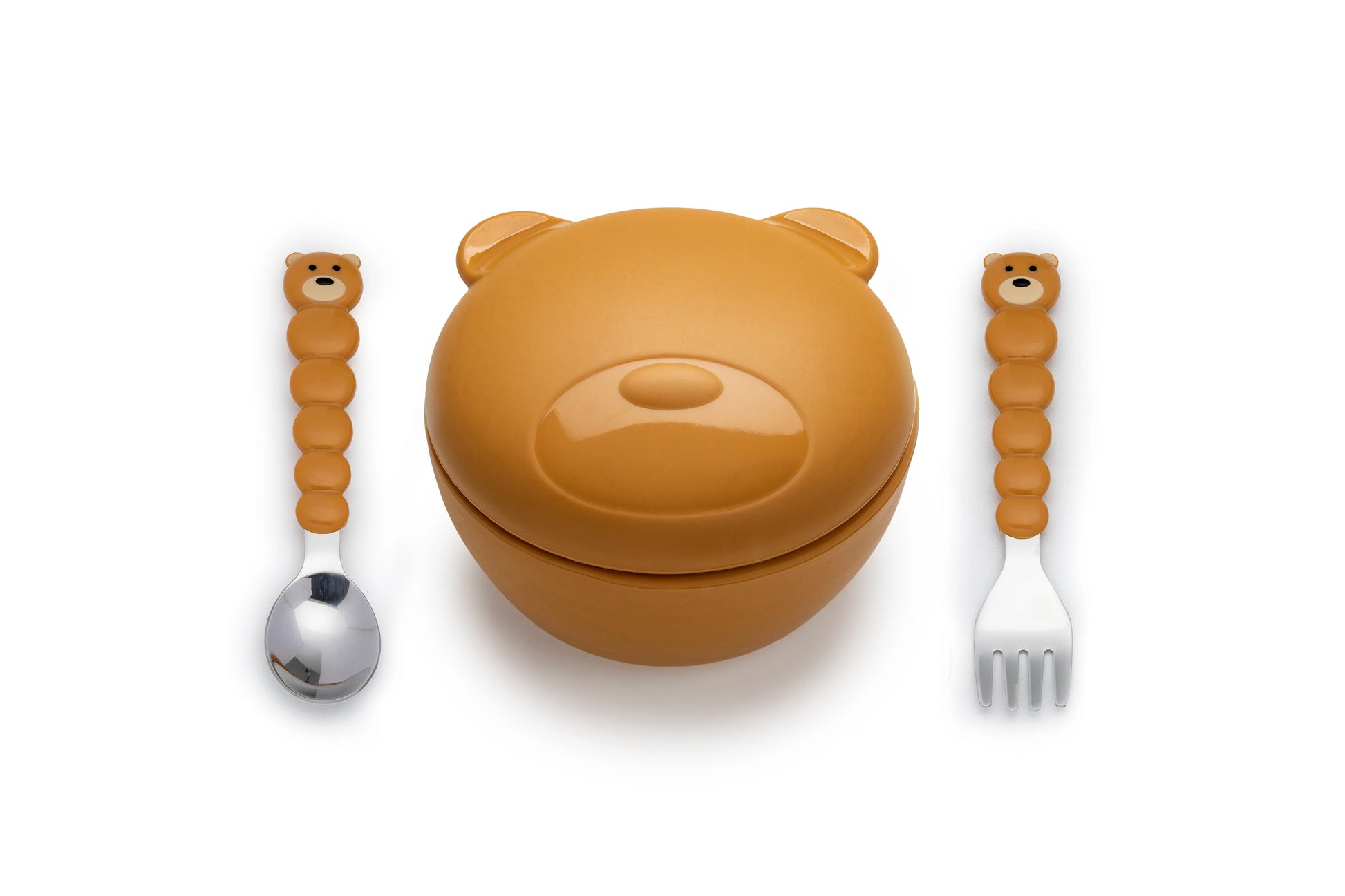 melii Silicone Bowl with Lid & Utensils - Bear Brown