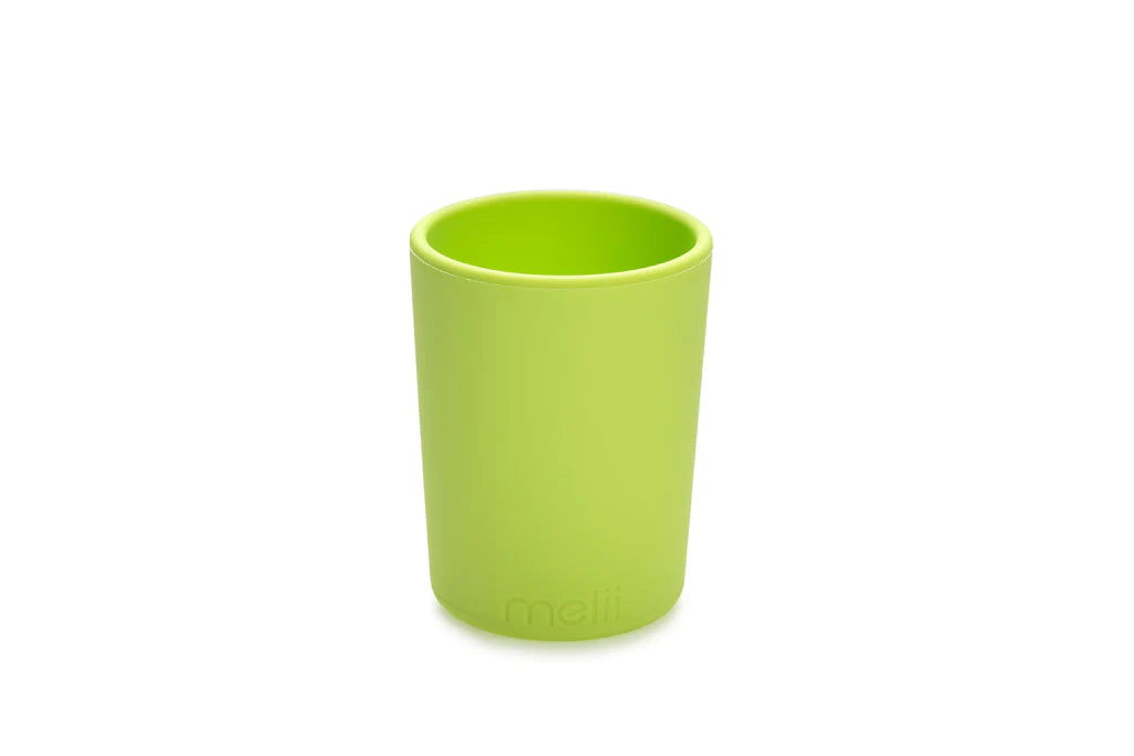Melii 3 Piece Silicone Meal Set Plate, Bowl and Cup Set for Toddlers, Kids and Children (Lime, Mint, Blue)