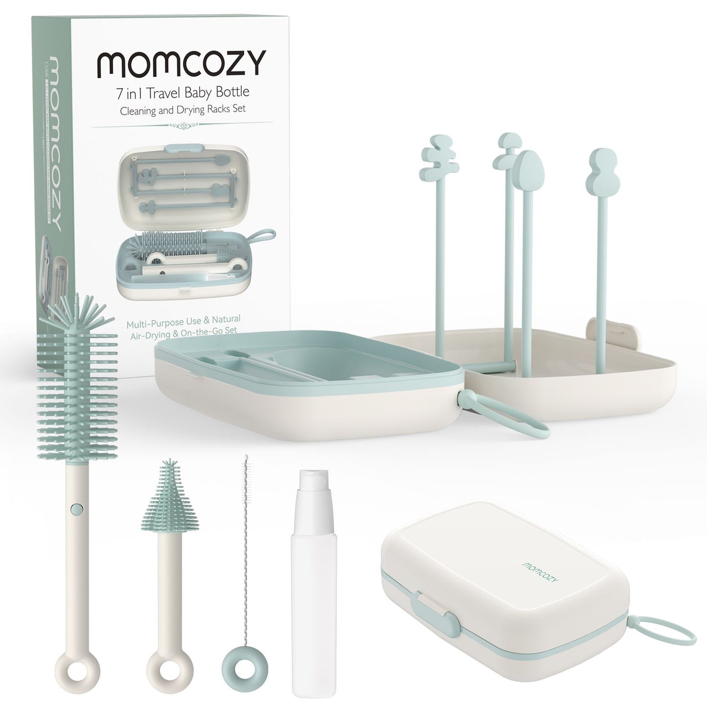 Momcozy Weaning Accessories Push-Press Design Bottle Brush Kit-Classic Style Green