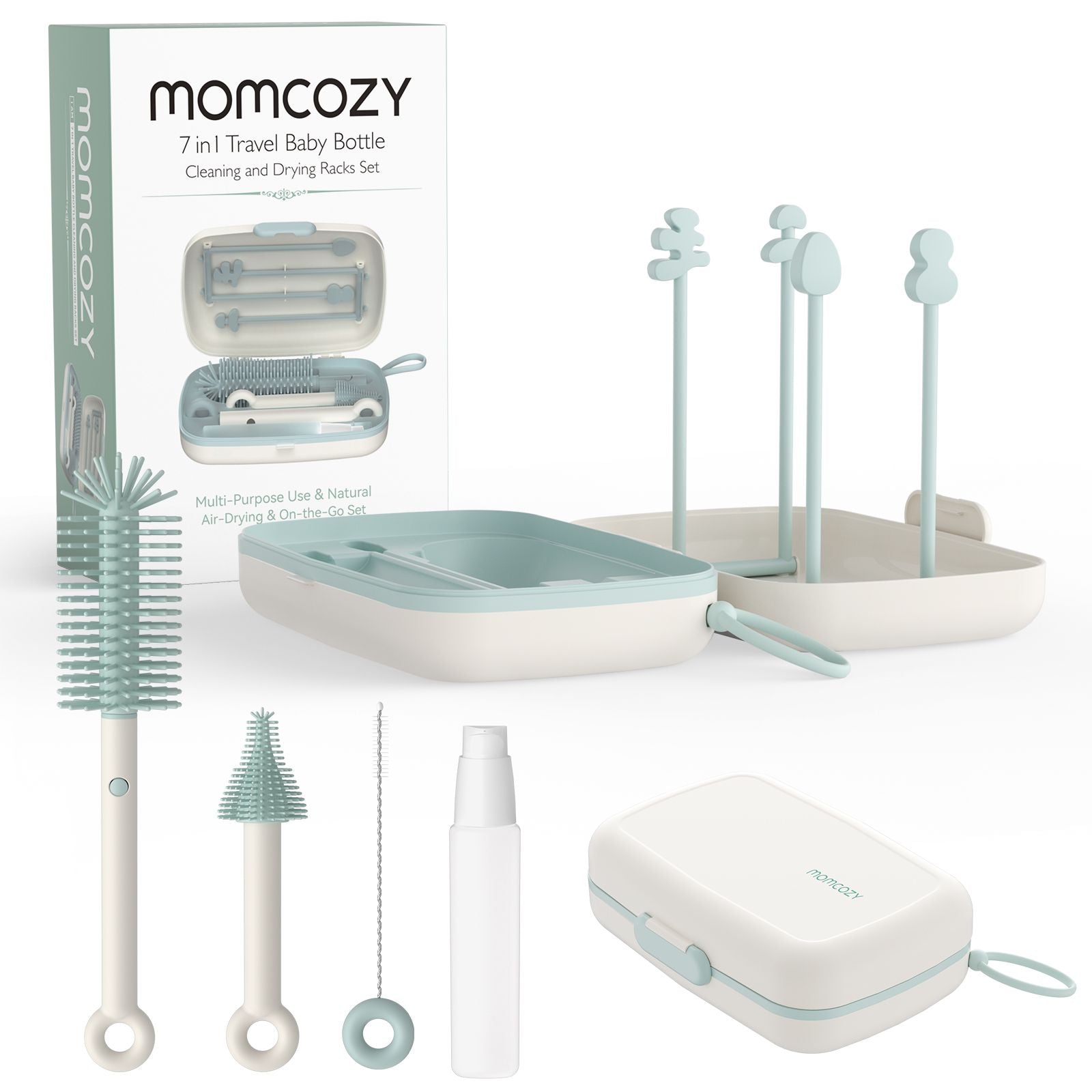 Momcozy Weaning Accessories Push-Press Design Bottle Brush Kit-Classic Style Green