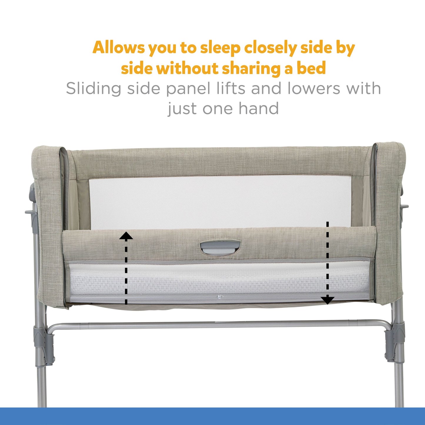 Joie Roomie Glide Playard - Convertible Baby Crib with 11 Adjustable Heights & Soft Mattress (Almond, Birth to 9 kg), (RXZER23)