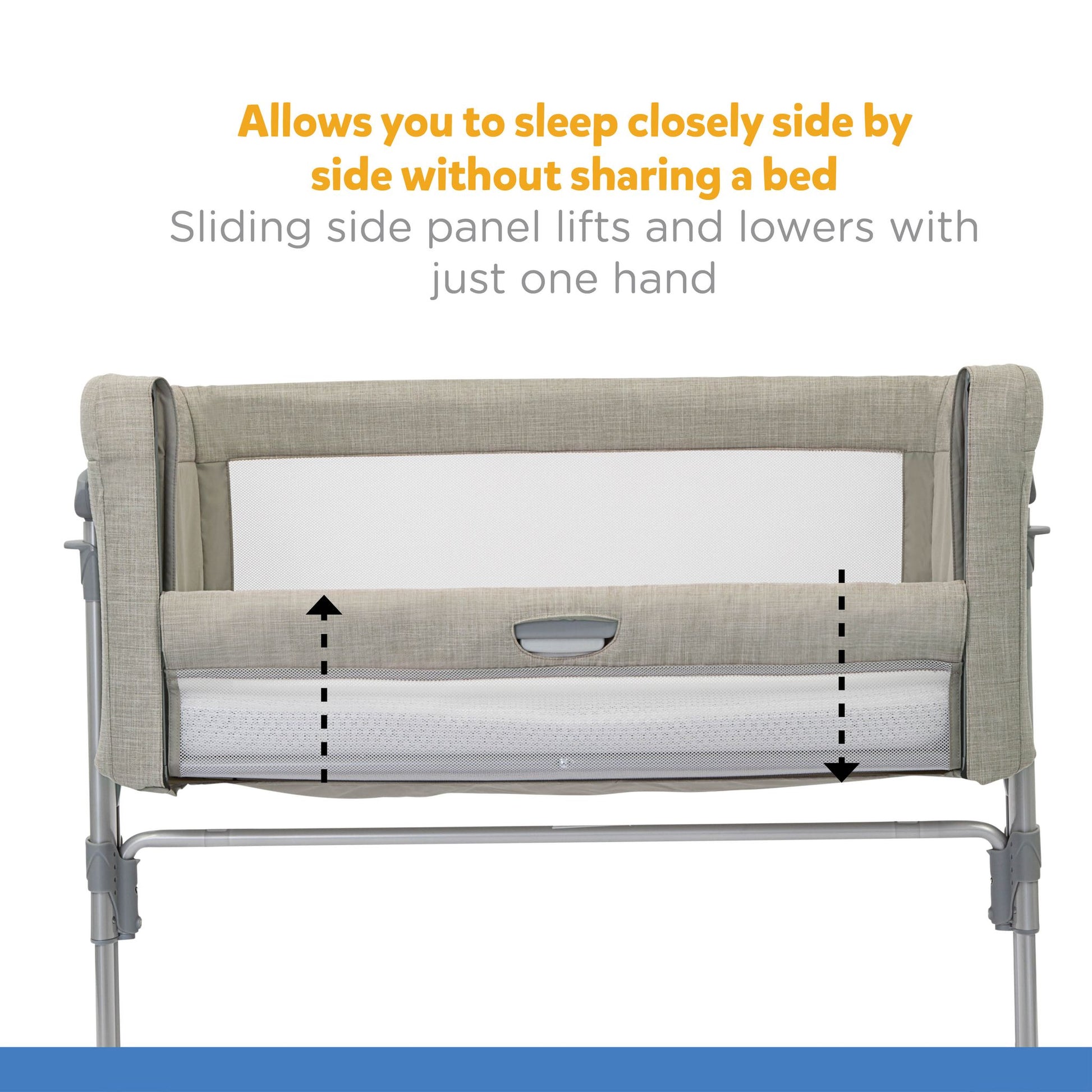 Joie Roomie Glide Playard - Convertible Baby Crib with 11 Adjustable Heights & Soft Mattress (Almond, Birth to 9 kg), (RXZER23)
