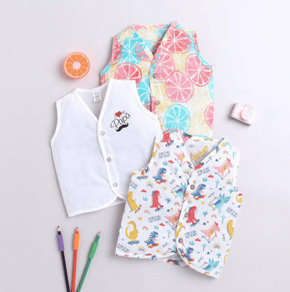 Polka Tots PACK OF 3 S/L Vest (Jabla) - PTSV-9995 - MULTICOLOR - NB