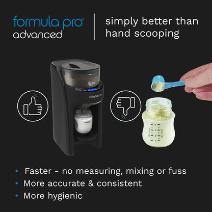 Baby Brezza New and Improved Formula Pro Advanced Formula Dispenser Machine - Automatically Mix a Warm Formula Bottle Instantly - Easily Make Bottle with Automatic Powder Blending, Charcoal