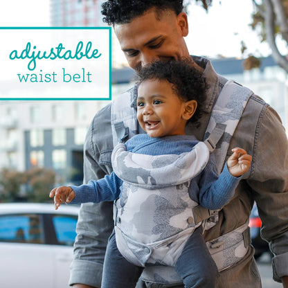 Infantino Flip 4-in-1 Convertible Carrier with Adjustable Ergonomic seat, Head Support, Shoulder Straps, and Waist Belt, 4 Ways to Carry, Can Carry (3.6-14.5 Kgs), Camo
