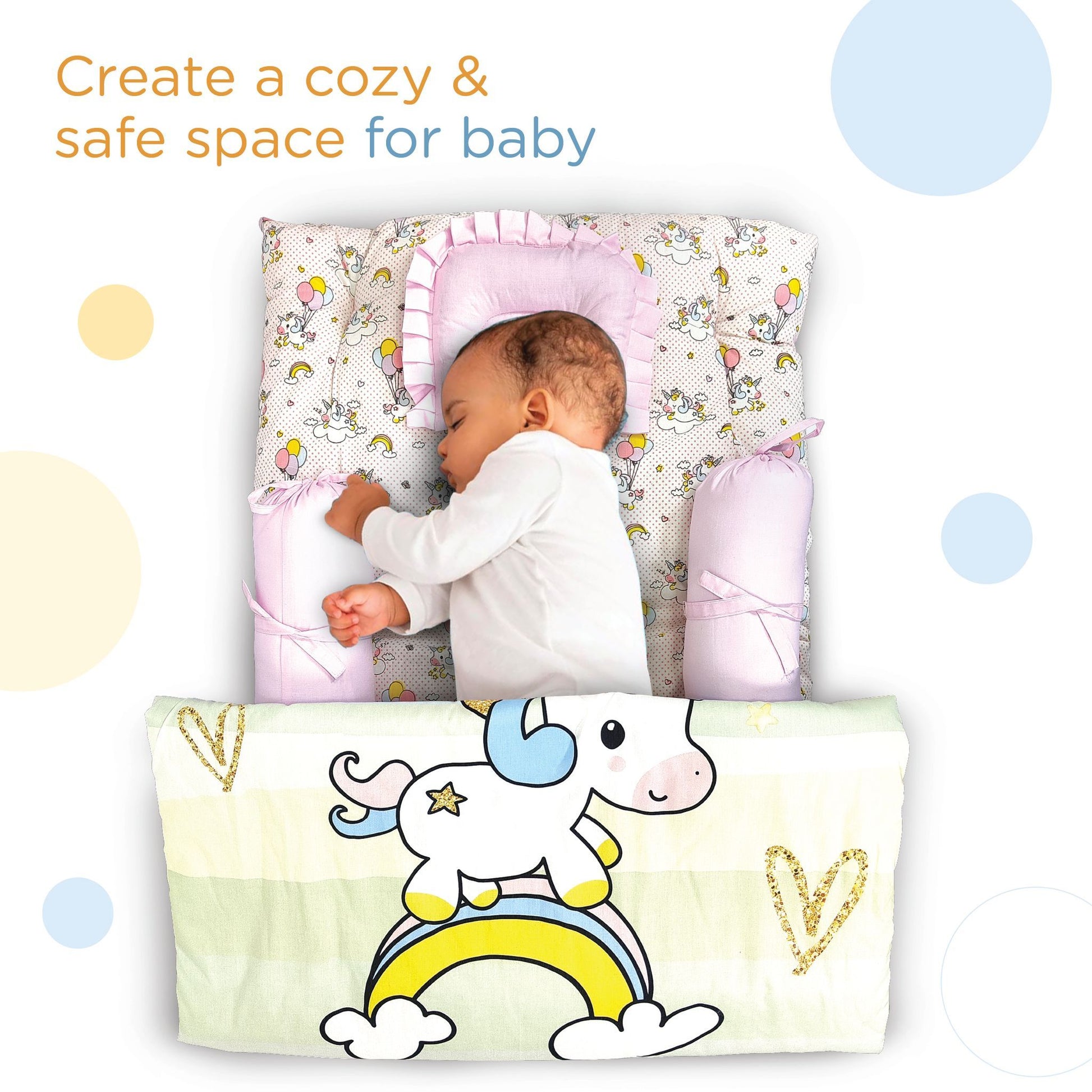 Nuluv Infants 5-Pcs Unicorn Printed Pure Cotton Gadda Set