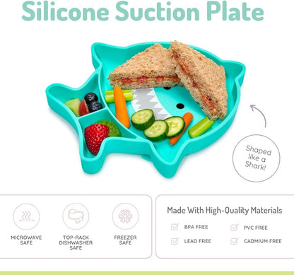 melii Divided Silicone Suction Plate - 100% Silicone, for Baby, Toddlers – BPA Free, Dishwasher & Microwave Safe (Dinosaur)