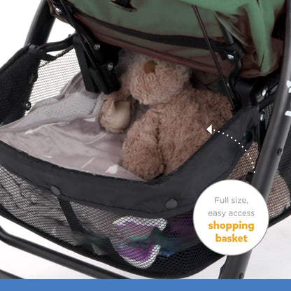 Joie Muze Lx One Hand Fold Stroller with Flat Reclining Seat (Birth to 17.5Kg), Laurel, 1 Count (Pack of 1), Green