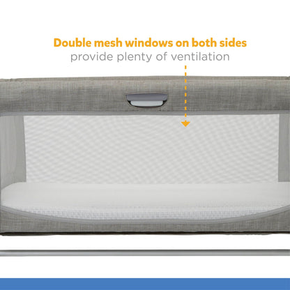 Joie Roomie Glide Playard - Convertible Baby Crib with 11 Adjustable Heights & Soft Mattress (Almond, Birth to 9 kg), (RXZER23)