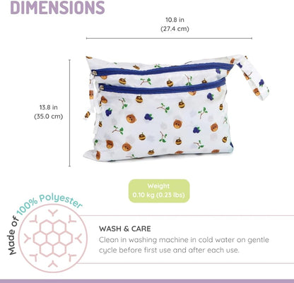 melii Waterproof Wet and Dry Bag for Wet Clothes, Swimsuits, Diapers, toiletries and Dishes - Bear