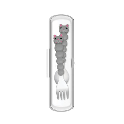 Melii Spoon & Fork with Case, Utensils for Babies and Toddlers Set- Bulldog