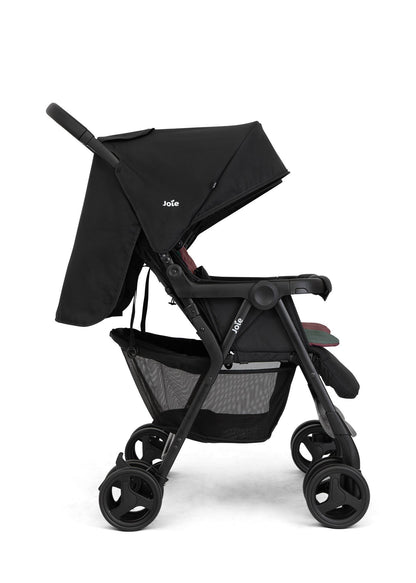 Joie Aire Twin Lightweight Double Stroller, Suitable from Birth to 15 kg, Independent Forward Facing Seats, SoftTouch 5-Point Harness, Lie-Flat Recline, UPF 50+ Canopies, All-Wheel Suspension, Reversible Seat Liners, Quick One-Handed Fold