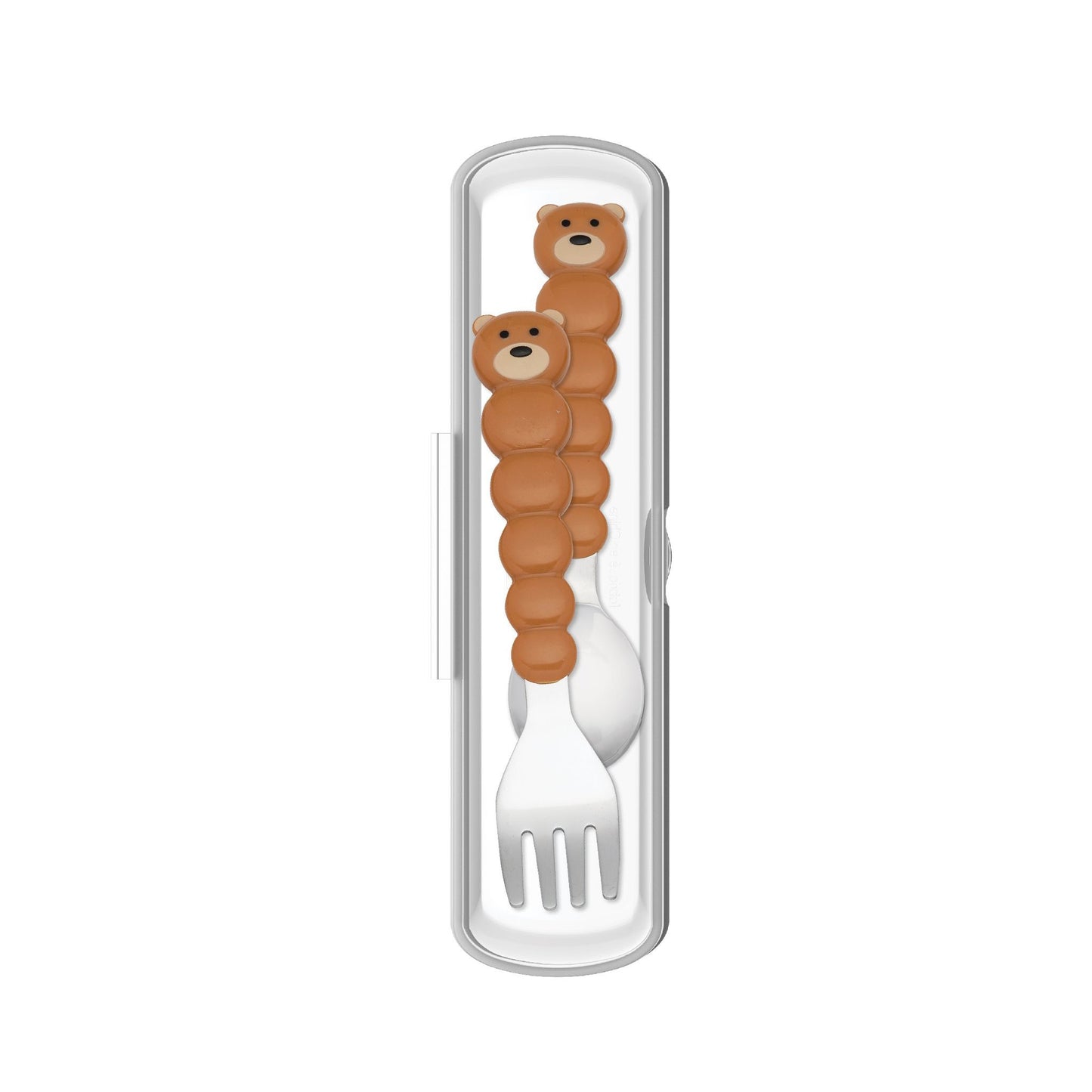 Melii Spoon & Fork with Case, Utensils for Babies and Toddlers Set- Bear