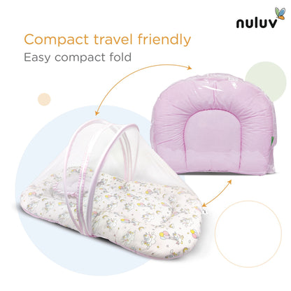 Nuluv Baby Mosquito Net Set, Foldable and Breathable Net, Zip Closure, Full Protection from Mosquitoes and Insects, 100% Cotton, Lightweight and Portable, for Babies up to 9 Months, Transport Design
