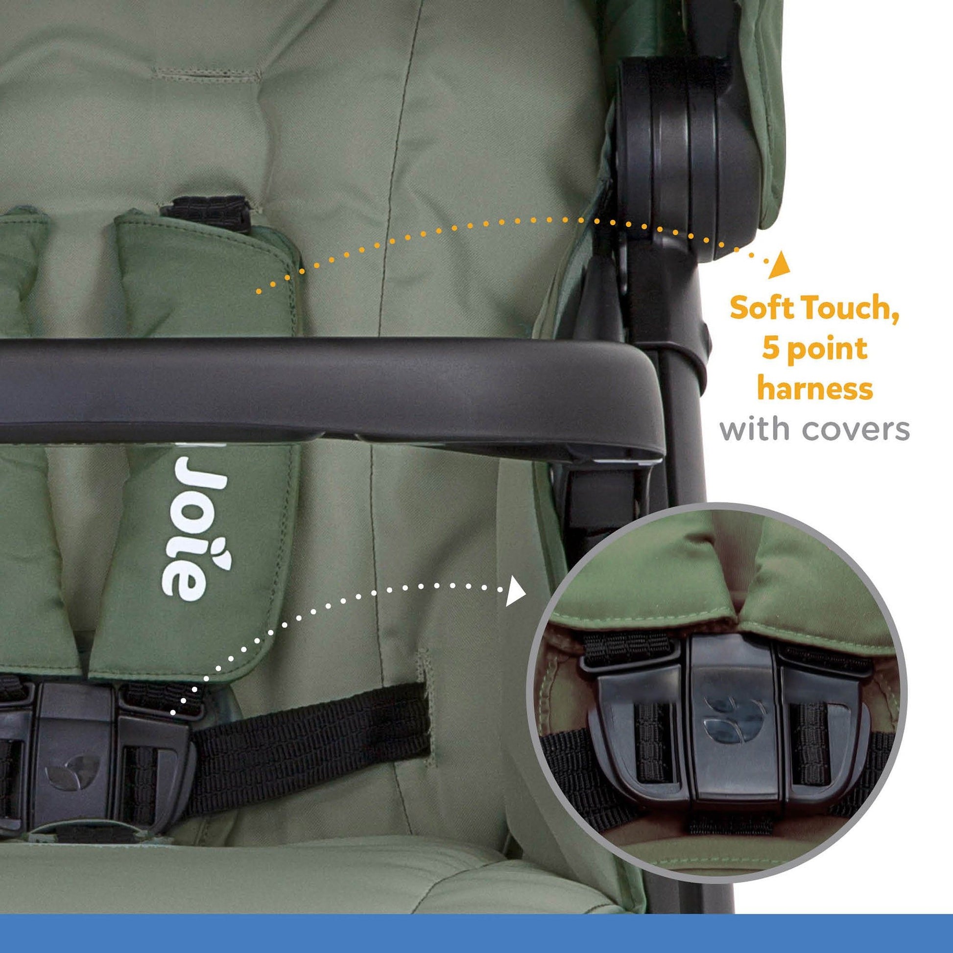 Joie Muze Lx One Hand Fold Stroller with Flat Reclining Seat (Birth to 17.5Kg), Laurel, 1 Count (Pack of 1), Green