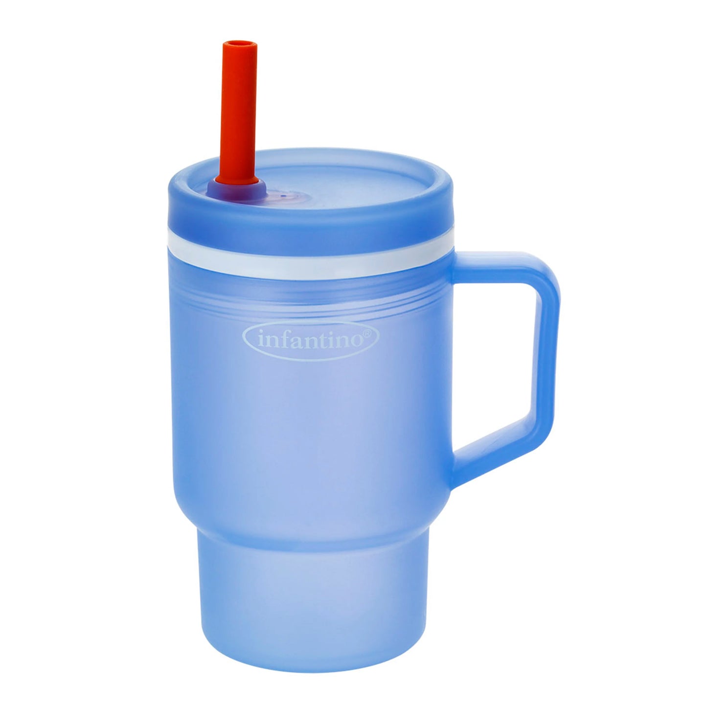 Infantino My 1st Tumbler – Adorable Miniature Tumbler with Leak-Resistant Straw and Toddler-Friendly Handle, Encourages Hydration, Easy to Clean, (266 ml), Blue