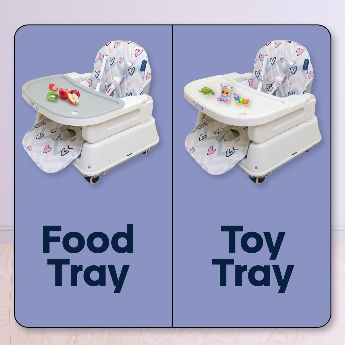 Polka Tots Kids White Portable Baby Dinning Table High Chair with Footrest for Toddler
