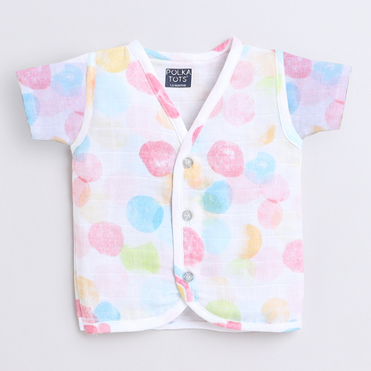 Polka Tots Unisex White Cotton Half Sleeve Jablas (Pack Of 3) (1-3 Months)