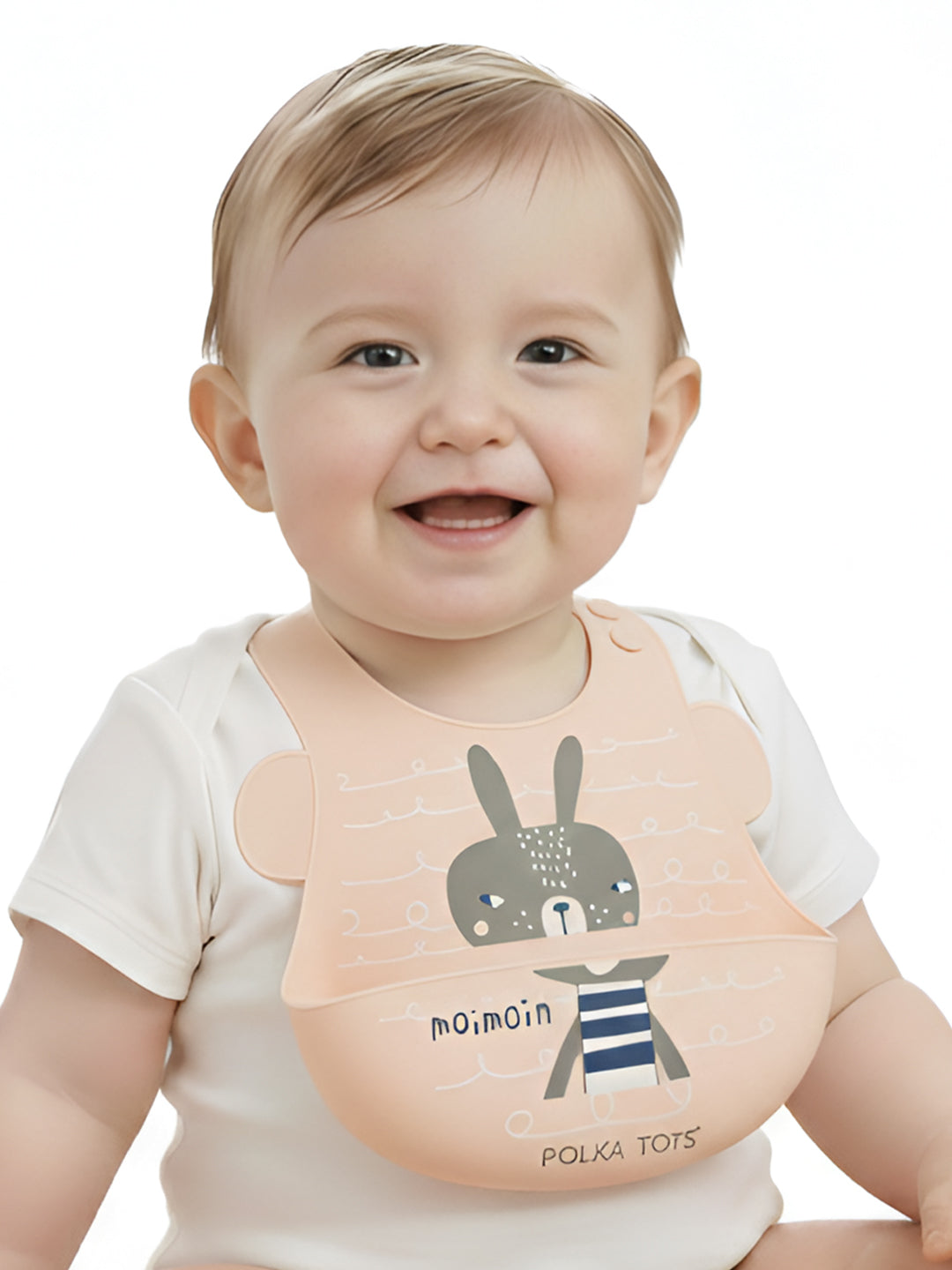 POLKA TOTS Waterproof Silicone Bib for Baby Brown
